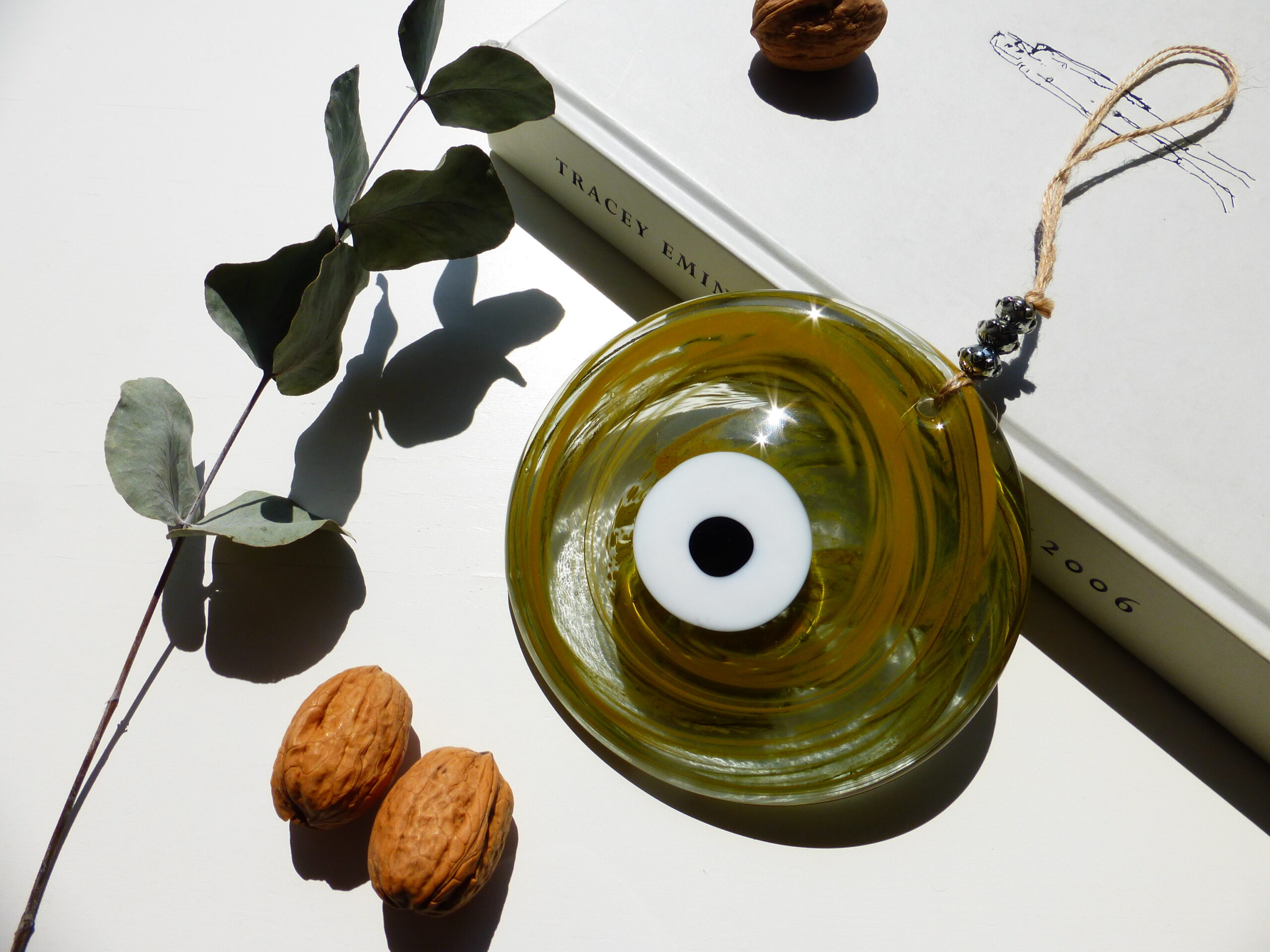 Nazar Boncuk Lokum vert-olive en verre (oeil turc) - Étolie